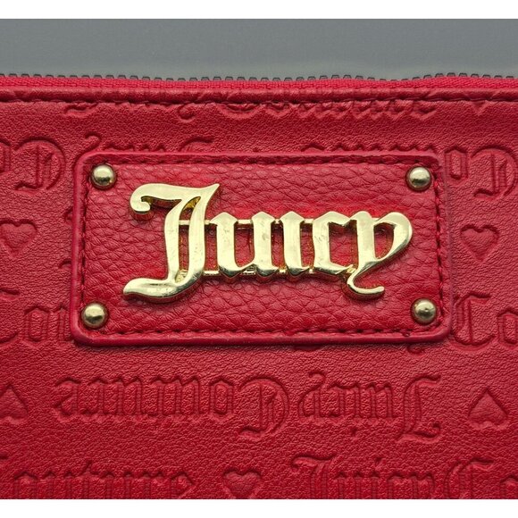 NWOT Juicy Couture Wristlet Wallet Red Faux Leather Logo Embossed Clutch - Picture 3 of 10